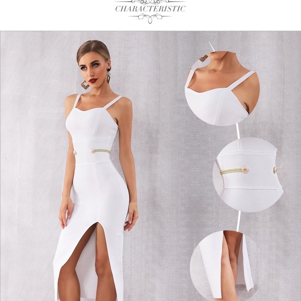 Bandage Embellished Bodycon Midi Dress in BLACK - Picture 7 of 11